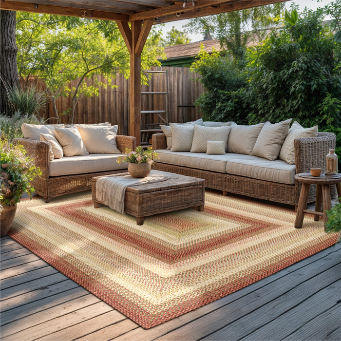 Homespice DecorBraided Reversible Rug Washable Indoor/Outdoor Red/Gold ...