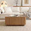 Table basse de 31,5 pouces carrée avec tiroirs de rangement, table basse moderne en bois avec plateau en verre, tables de centre de table de thé pour le bureau de salon, noyer