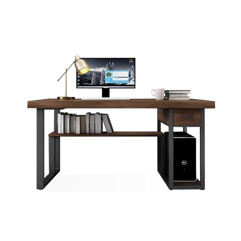 Bureau de direction rectangulaire en bois massif avec tiroirs Nut-brown, H 29,53 po x l 55,12 po x P 23,62 po