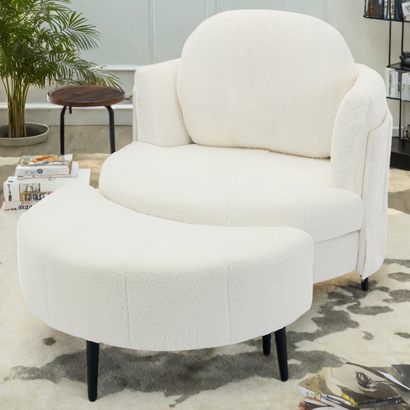 Canapé-lit 42,5 ", table d'appoint une pièce, Blanc