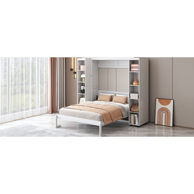 Grand lit, finition blanche, lit d'une capacité de 700 lb, pour un sommeil quotidien, deux choix de couleurs élégantes, pliable et compact