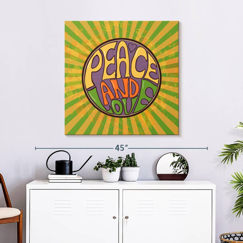 Khyia Hippie Peace And Love, 16" H x 16" W