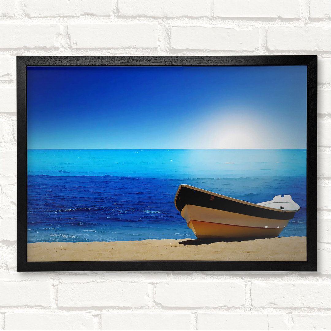 Gerahmtes Leinwandbild Sail Boat On The Crystal Ocean Shoreline