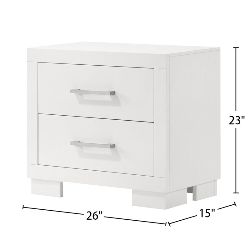 Table de chevet blanc crème avec deux tiroirs spacieux et une esthétique moderne de 2 po pour une chambre confortable et élégante
