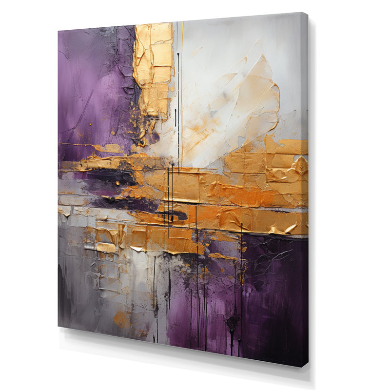Or abstrait mauve fractal III - fractales, art mural, H 32 po x l 16 po, Toile tendue, Sans cadre