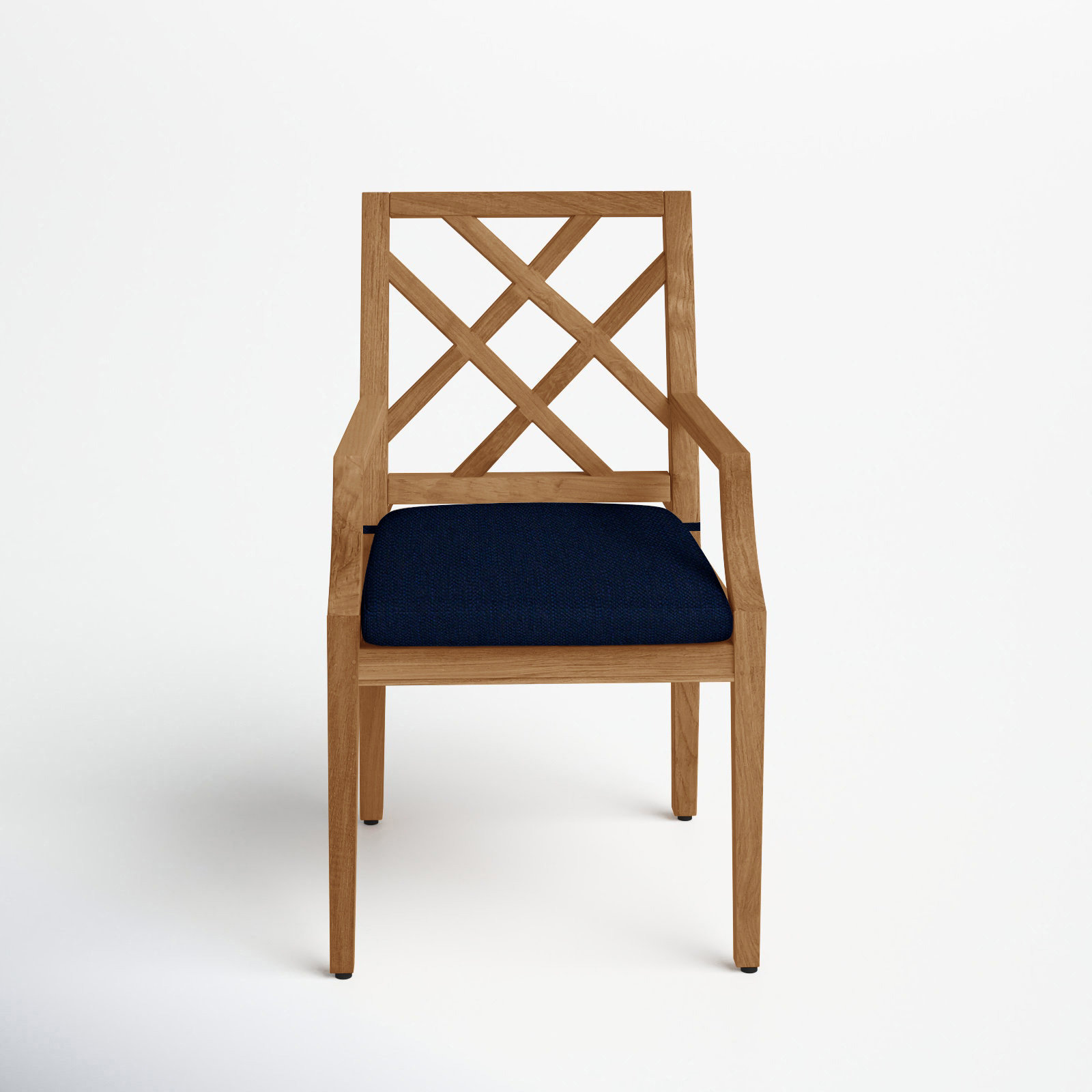 Haley Teak Outdoor Arm Chair Latticework Back, Natural Teak, No Welt, Perigold Poros Sage