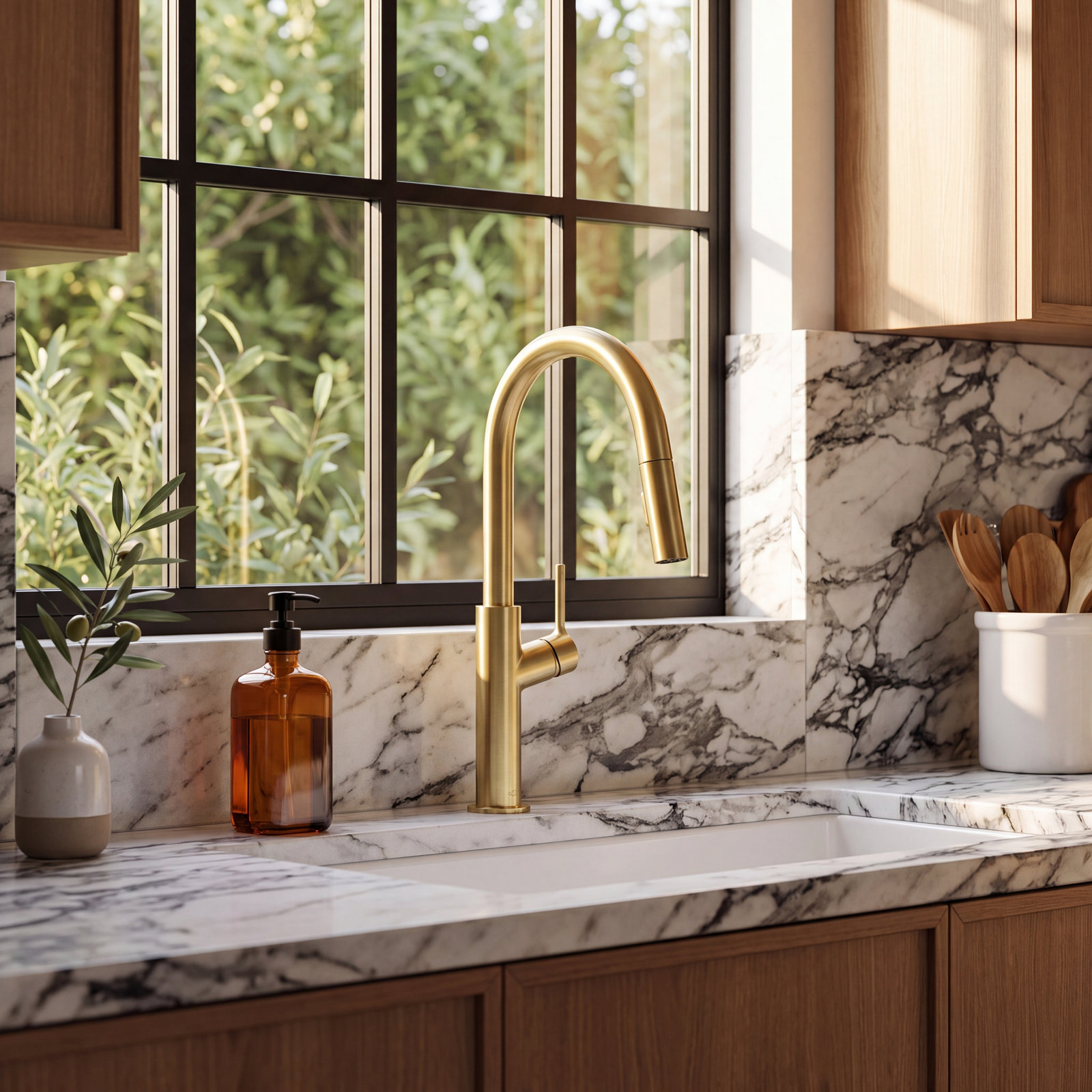 KIBI Fusion Faucet with Soap Dispenser, Brushed Gold
