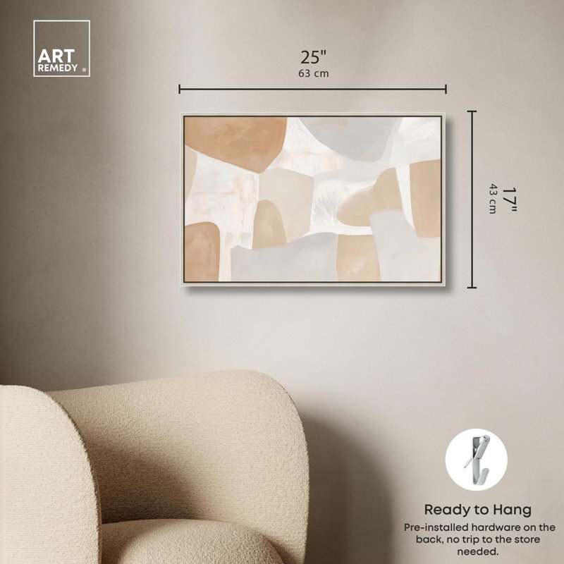 «Two Compositions II Boho», reproduction d'art sur toile par Art Remedy, H 16 po x l 24 po, Cadre argenté