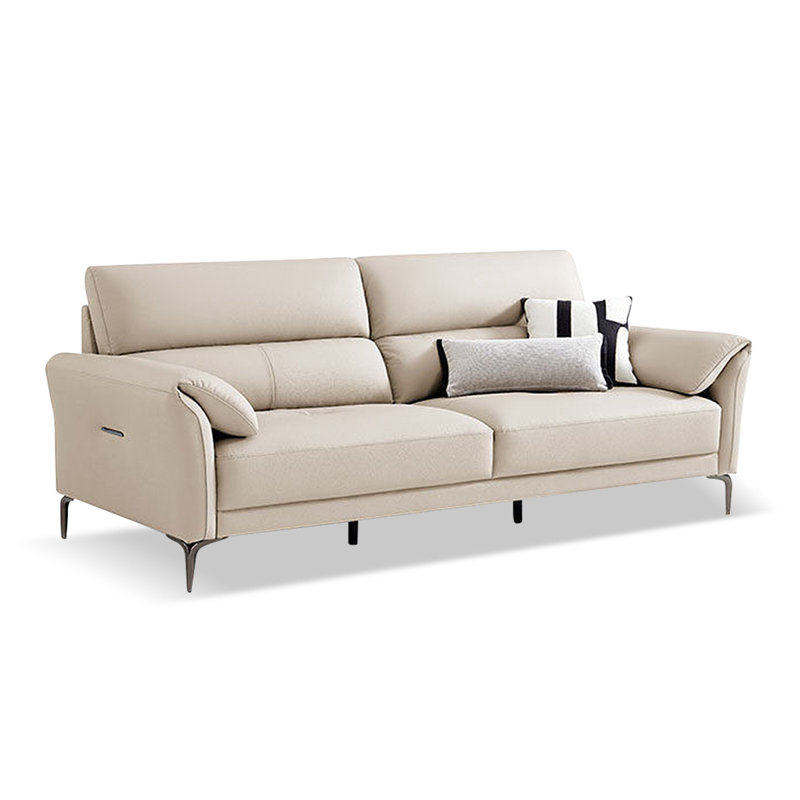 Causeuse-coussin standard en cuir véritable noir, Orange