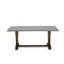 Ensemble de table 3 pièces comprenant une table de salle à manger et 2 bancs de style Mid-Century moderne - plateau de table en ciment et finition jacobine patinée-1409298513-1409298510-1409298511