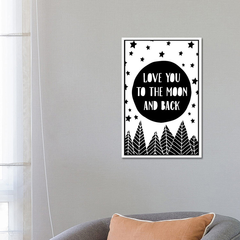 To The Moon 1 Piece Wall Art on Canvas, 66.04 cm H x 45.72 cm W, White Framed