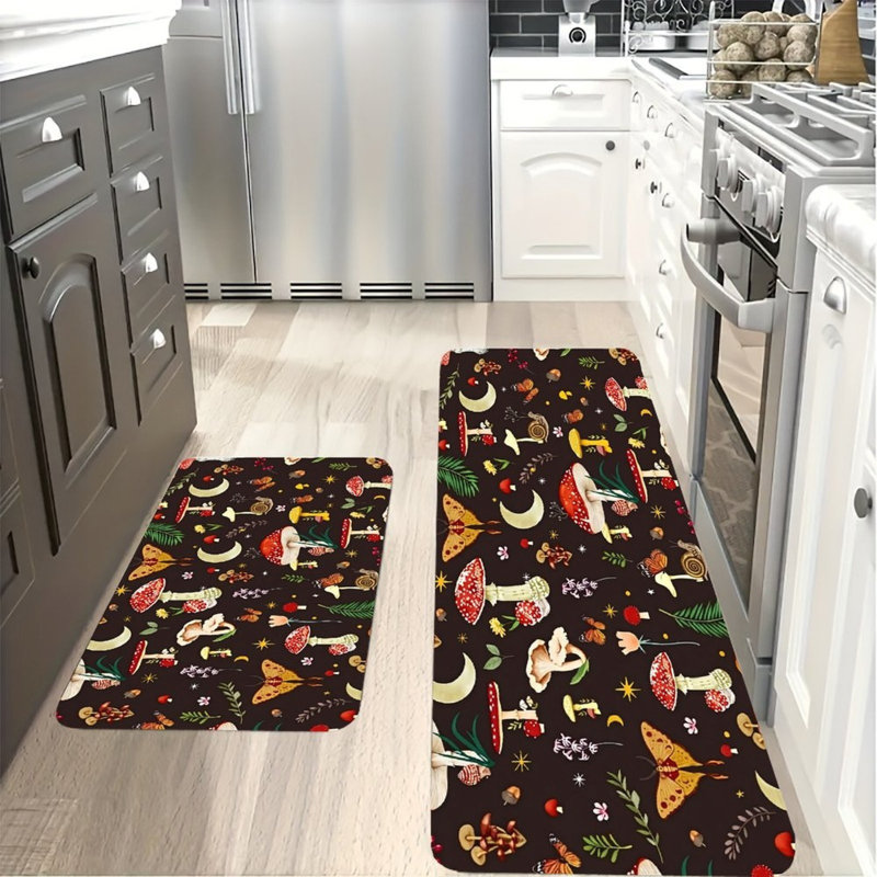 Forest Mushroom Elements, Kitchen Mats Set Of 2