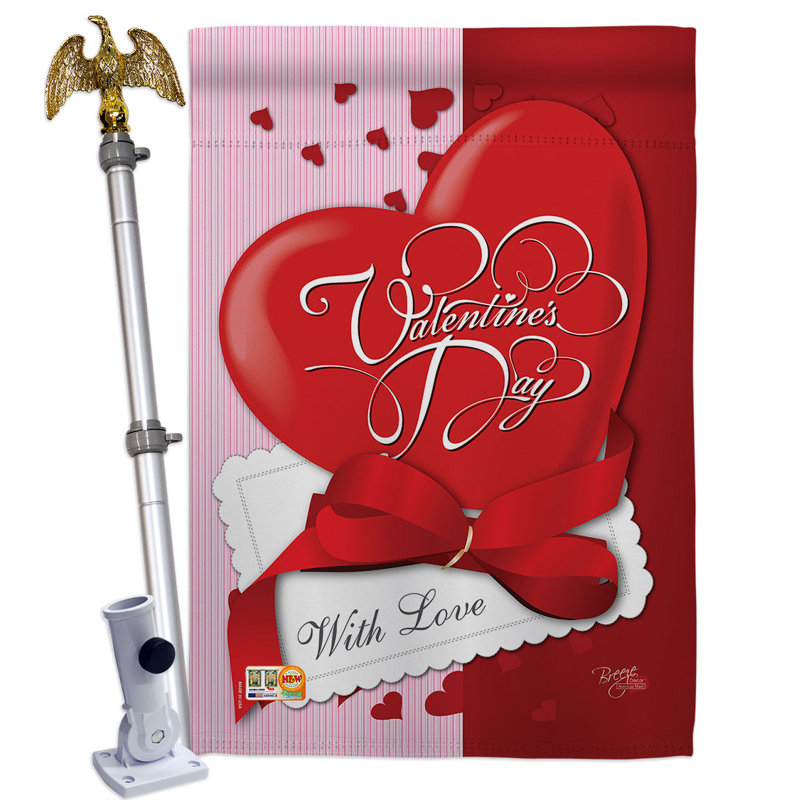Double Sided 40'' H x 28'' W Polyester Valentine's Day Flag Set