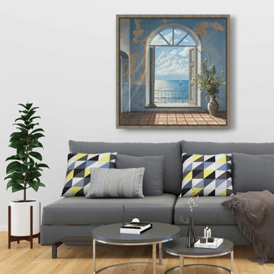 «The Door» - Art sur toile encadré bleu pour la décoration intérieure