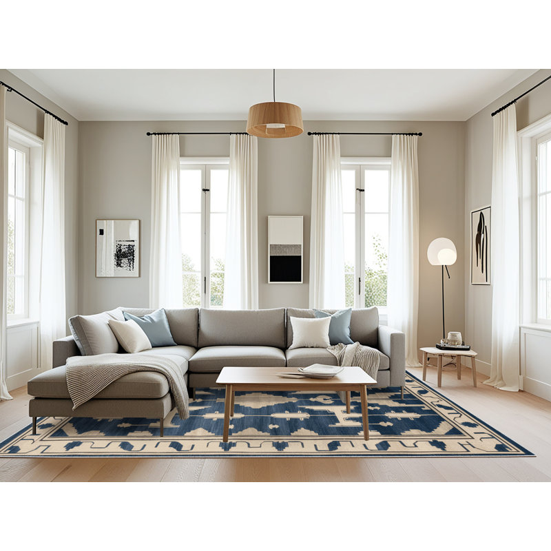 Machine Washable Art Deco Beige Area Rug, Rectangle 8' x 10'