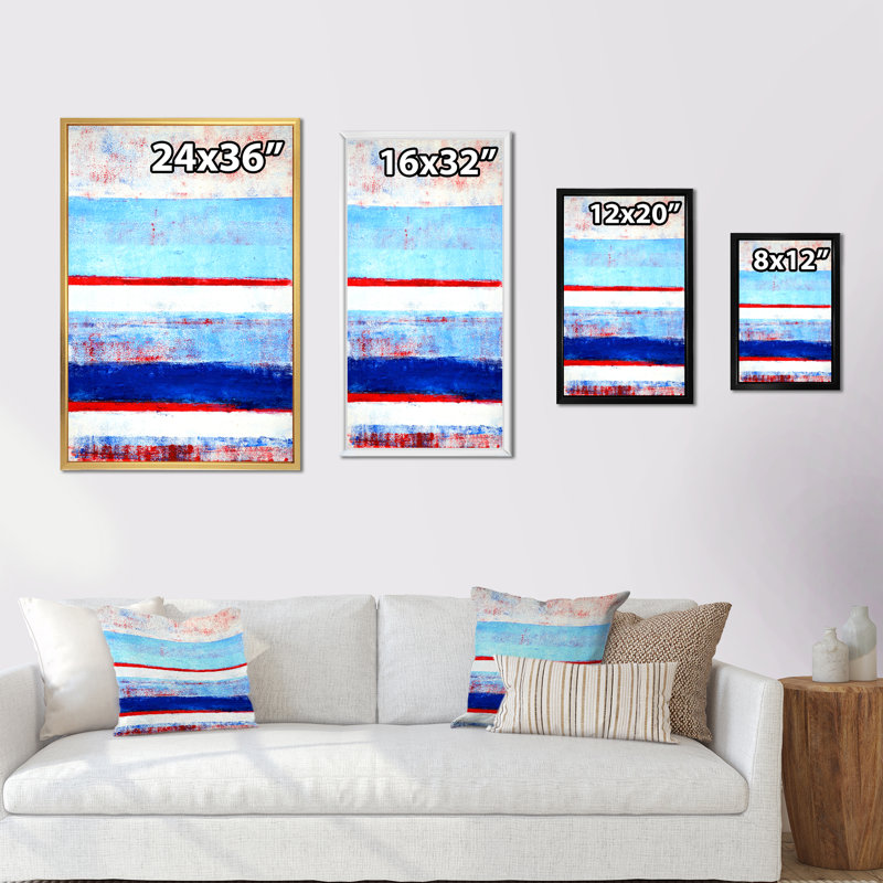 Rouge, blanc et bleu abstrait - Décoration murale moderne et contemporaine en toile
