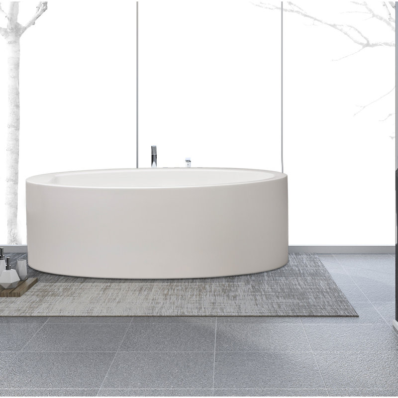 Aubry 60'' L Freestanding Soaking Bathtub, Polished Chrome