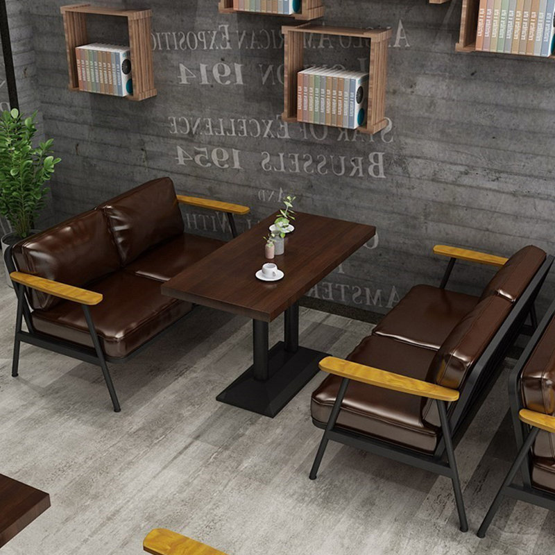 Banc rembourré en similicuir de style industriel, Café noir