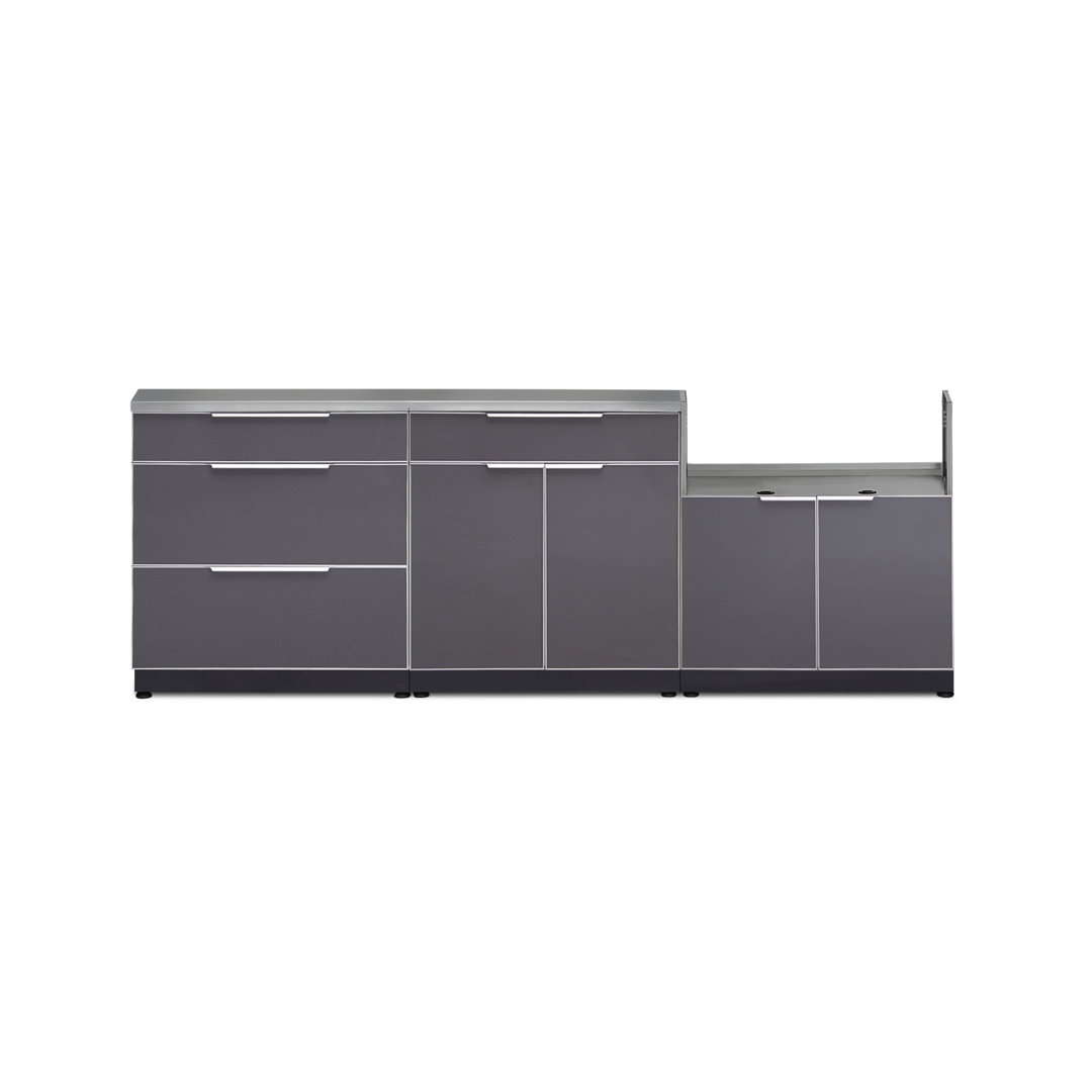 Outdoor Kitchen 97" W x 24" D Free Standing 4-Piece Modular Cabinet Set in Slate Gray NewAge Products