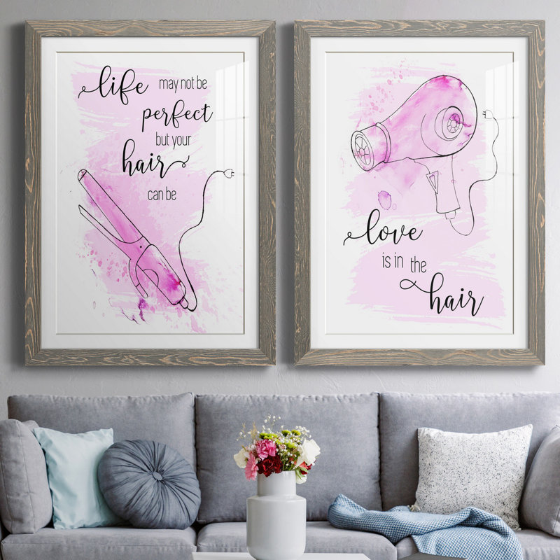 " Perfect Hair " 2 - Pieces, White, 44" H x 31" W x 1" D, Grey Paper