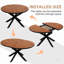 Table de salle à manger ronde extensible en noyer de 47,2 po à 63 po pour 4 à 6 personnes, plateau en bois massif et structure en métal robuste, mobilier de salle à manger moderne
