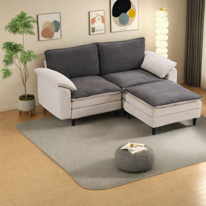Canapé modulaire profond en chenille avec repose-pieds