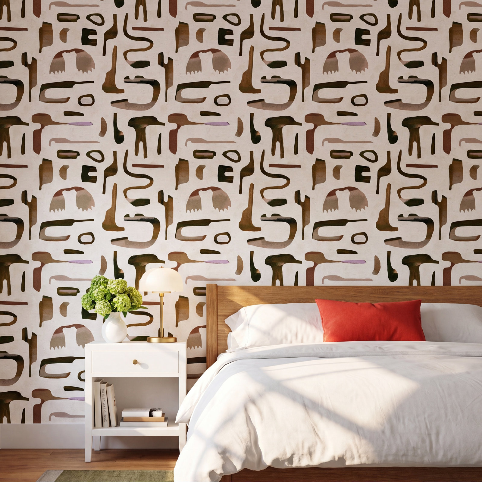 Dean Abstract Wallpaper, Brown/White