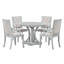 Ensemble de salle à manger 5 pièces Retro, table ronde extensible et 4 chaises, chêne gris antique