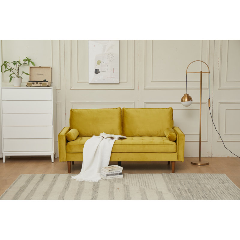 Causeuse rembourrée Mearline, Velours jaune