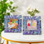  Cadre photo mosaïque 4 x 4 pouces, plateau de table carré et cadre de collage mural, décoration de luxe pour salon, chambre à coucher - mauve / bleu