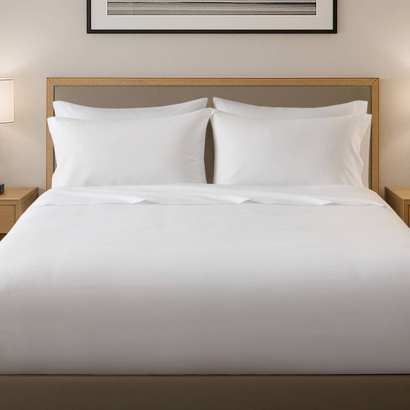 Plain Weave Bright White Essential 4-Piece Queen Sheet Set, Queen SheetSetwith1FittedSheetand2Pillowcases