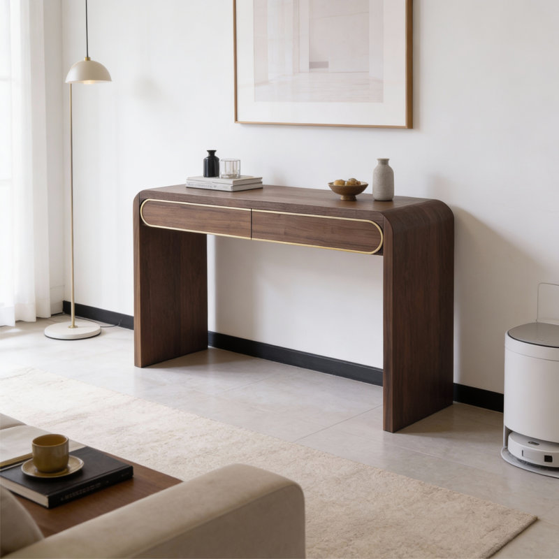 47.2" W Console Table With Drawers, Brown