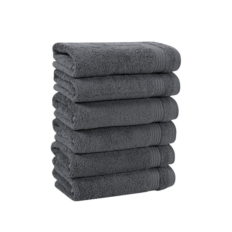 Dark Gray Cotton Hand and Washcloth Set for Kids