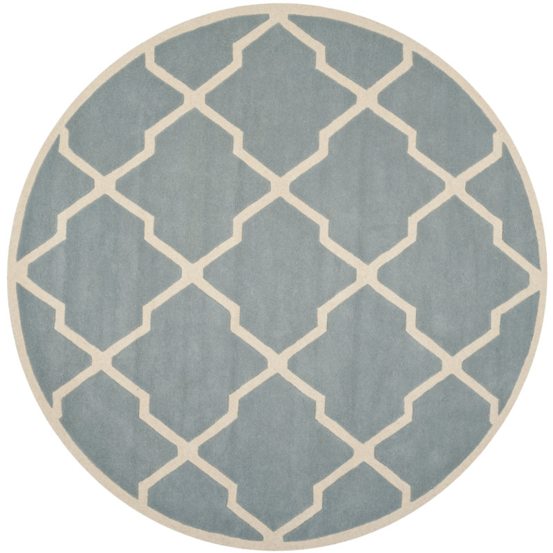 Osasere Hand Tufted Wool Geometric Rug, Round 7'