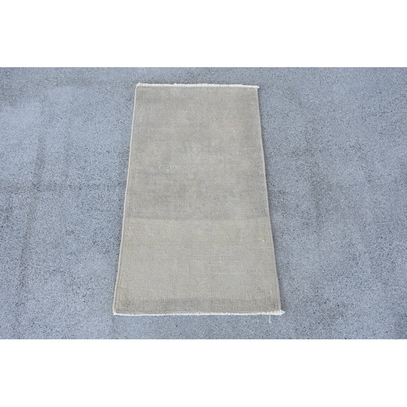 18.5x33.1 Inch Beige Wool Patchwork Rug, Modern Small Rug
