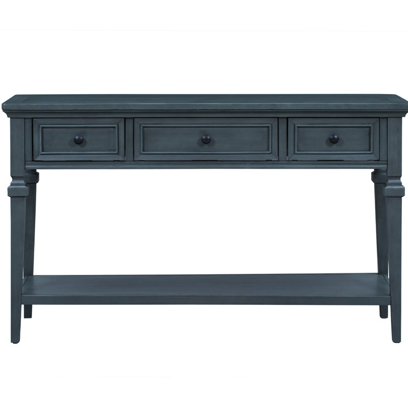 Console bleu marine avec construction classique et options de rangement de tiroir, Navy