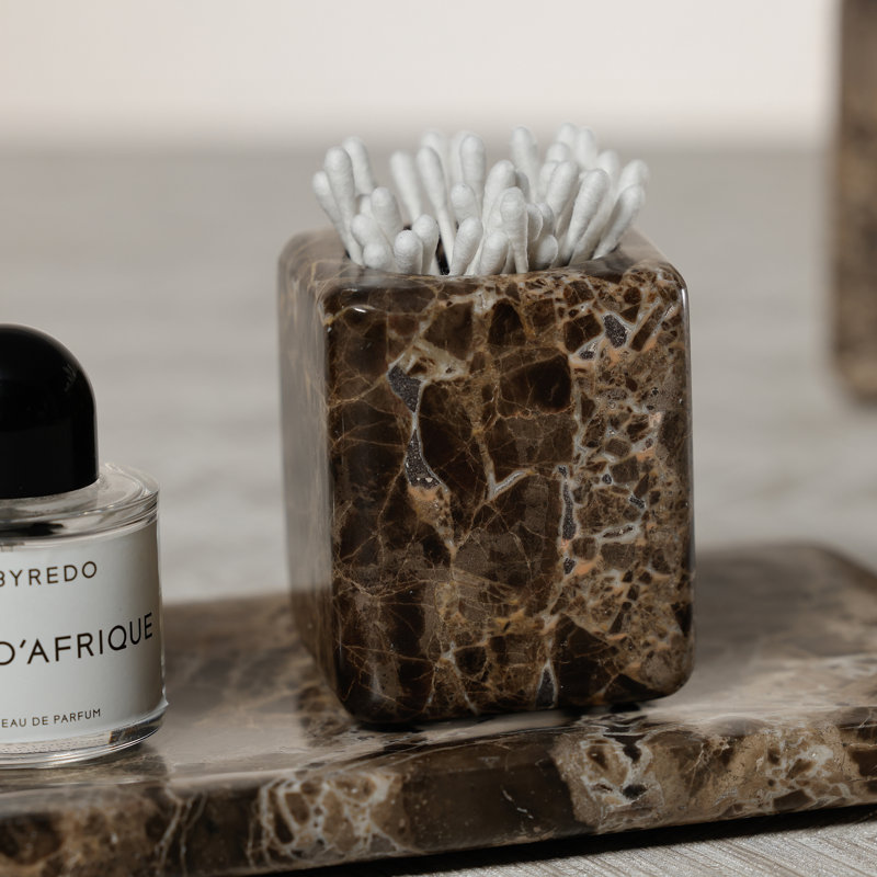 Marble Bathroom Vanity Jar, Dark Brown Marrón Emperador