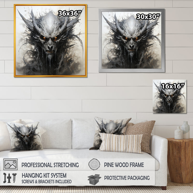 " Mythical Creature Painting I ", Gold Single Picture Framed, 30" H x 30" W x 1" D