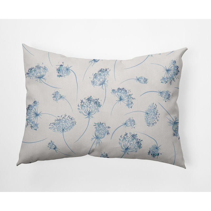 Floral Reversible Throw Pillow, Blue