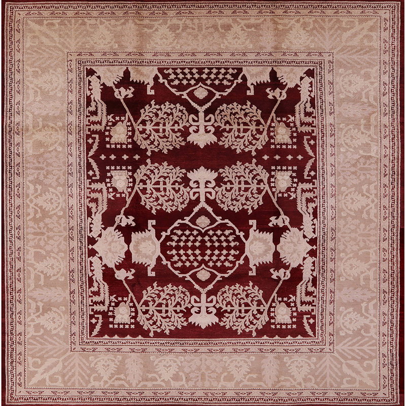 Tapis oriental rouge Stig, Carré 8 pi