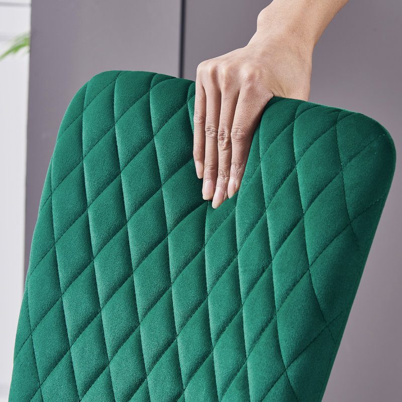 Leilauni Tufted Upholstered Velvet Armless Dining Chair, Green