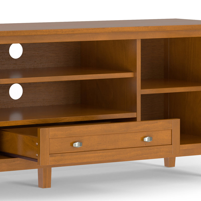 Light Golden Brown Solid Wood 60" TV Media Stand with Cabinets