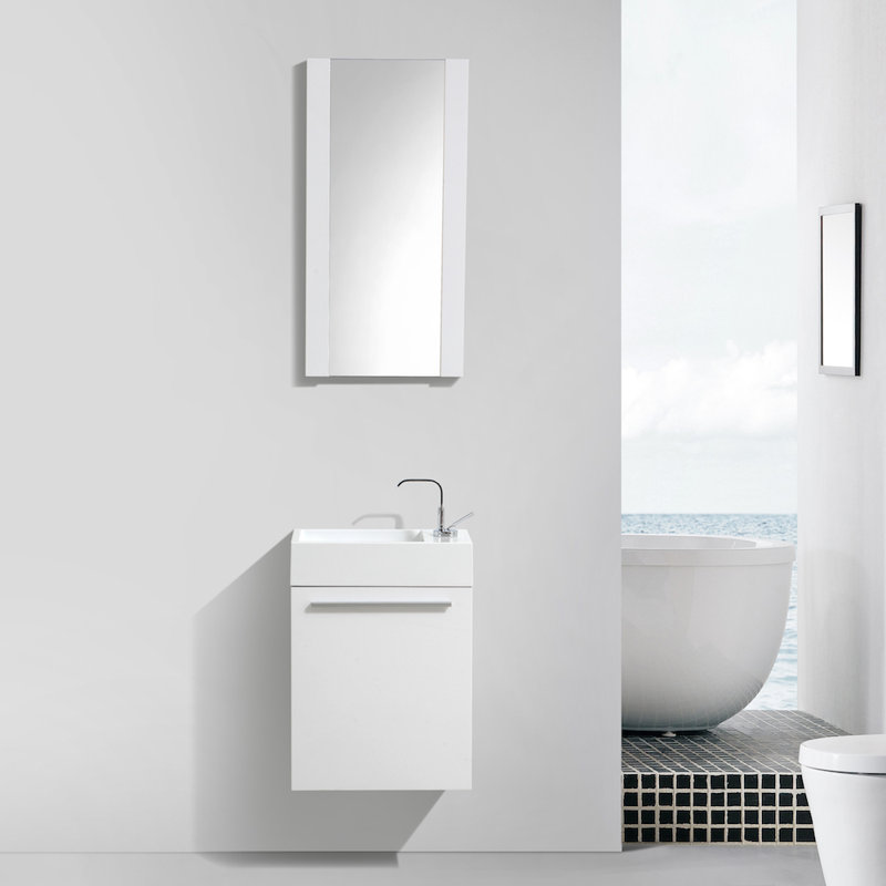 Mandel 18'' Single Bathroom Vanity with Acrylic Top, Glossy White