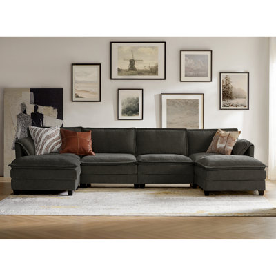 Canapé modulaire avec repose-pieds en forme d'oreille avec accoudoirs à oreilles 142 po Herrick