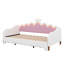 Lit de jour simple extensible princesse avec lumières DEL pour enfants, cadre de lit de jour princesse rembourré moderne avec tête de lit couronne-1652400071