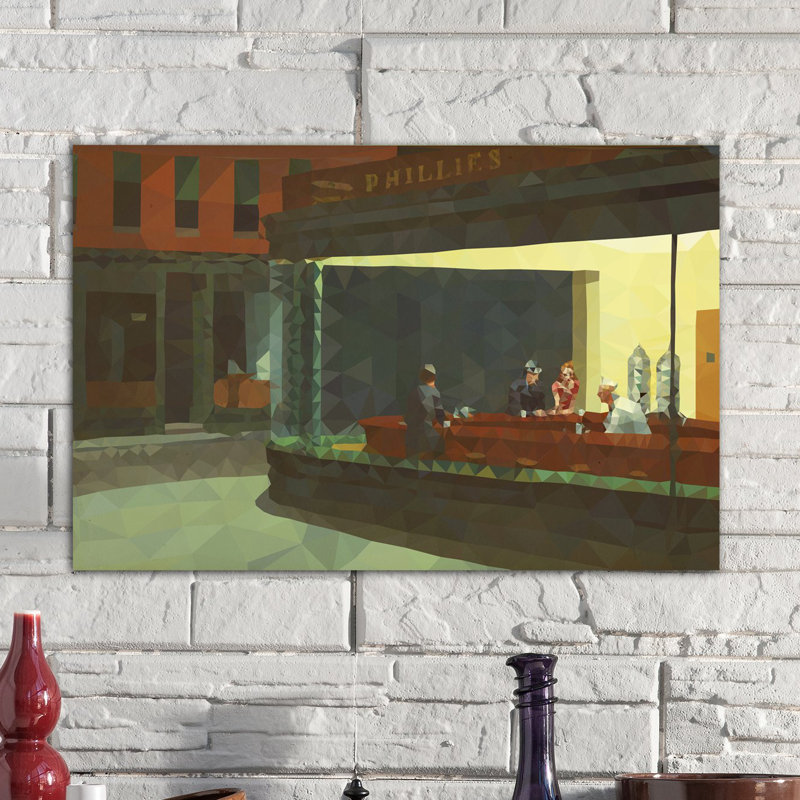Nighthawks derezzed, reproduction d’art sur toile tendue, H 12 po x l 18 po x P 1,5 po