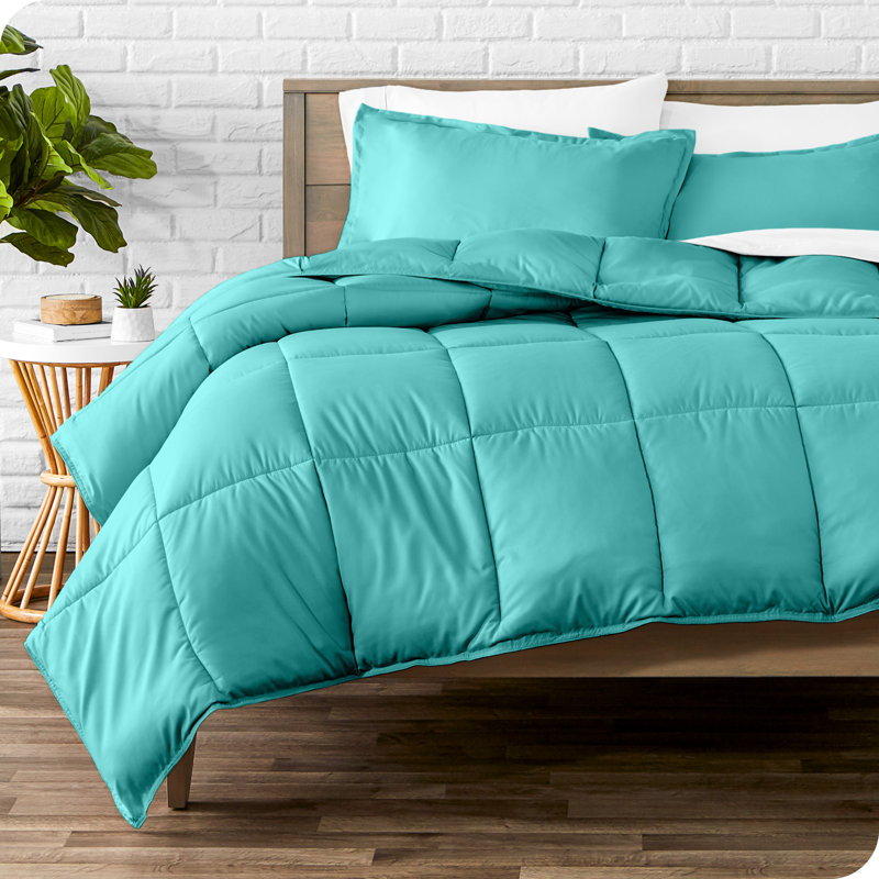 Ensemble d'édredon ultra-doux toutes saisons, Turquoise, Édredon pour lit simple + 1 taie décorative stan
