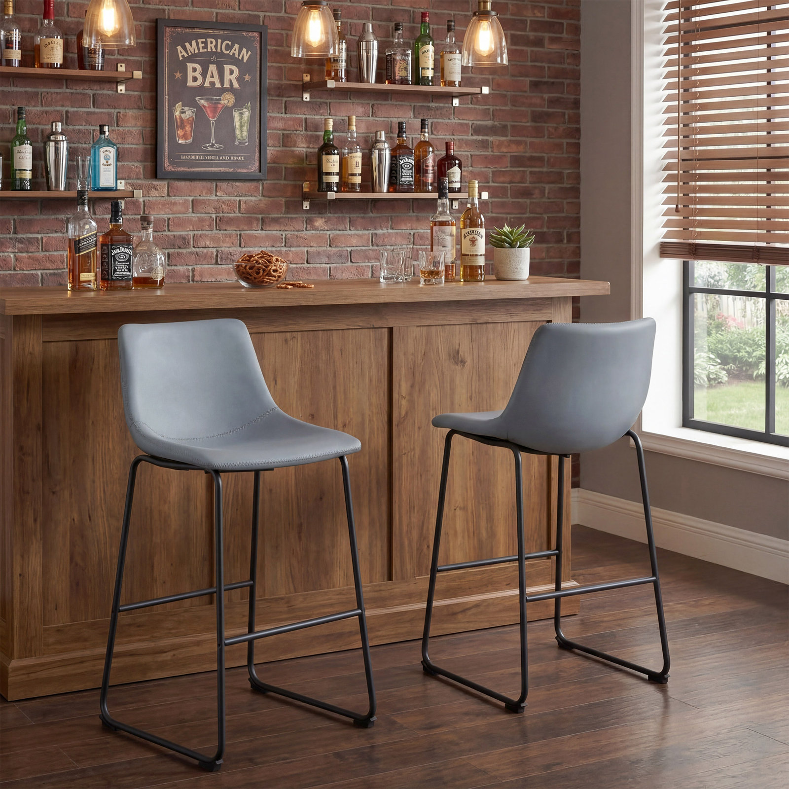 Anke Bar Stool, Gray, Bar Stool (29" Seat Height)