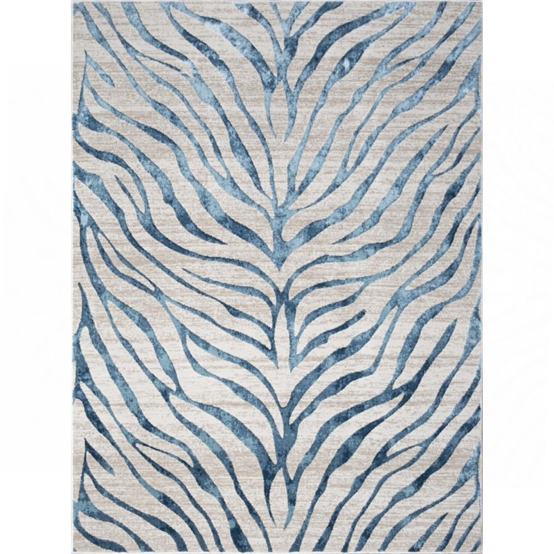 Blue. Area Rug, Rectangle 7'10" x 10'3"