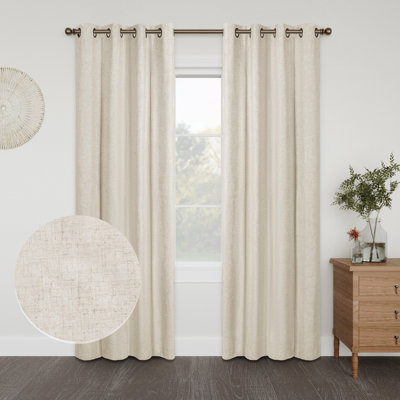 Linen Slub Blackout Grommet Curtain Pair(2 Panels)